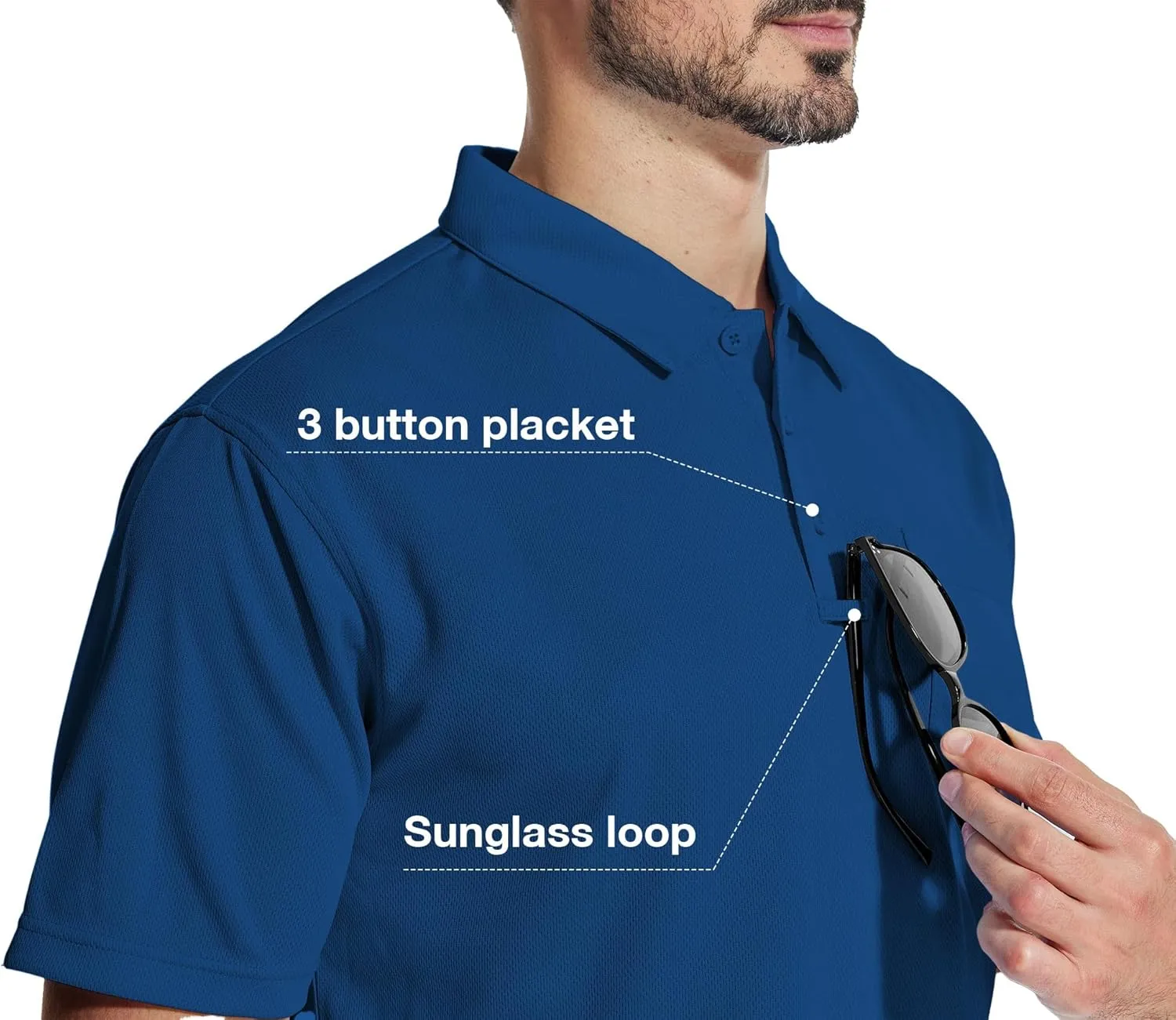 ZITY 5 Pack Polo Shirts for Men with Pocket Dry Quickly Short Sleeve Athletic Outdoor Work Collared Shirts