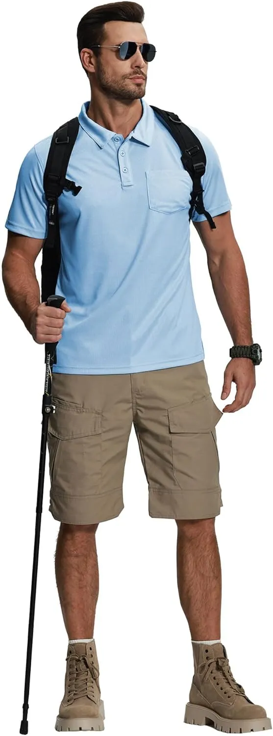 ZITY 5 Pack Polo Shirts for Men with Pocket Dry Quickly Short Sleeve Athletic Outdoor Work Collared Shirts