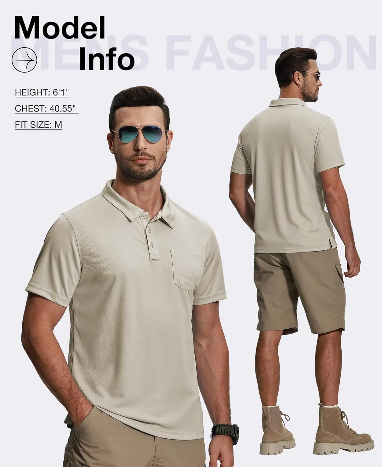 ZITY 5 Pack Polo Shirts for Men with Pocket Dry Quickly Short Sleeve Athletic Outdoor Work Collared Shirts