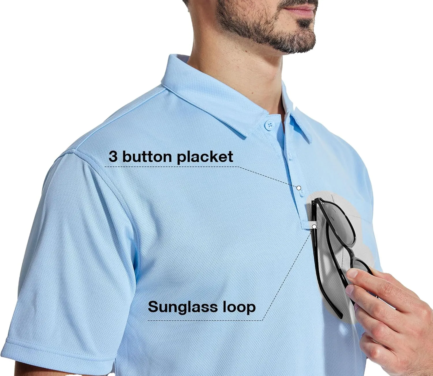 ZITY 5 Pack Polo Shirts for Men with Pocket Dry Quickly Short Sleeve Athletic Outdoor Work Collared Shirts