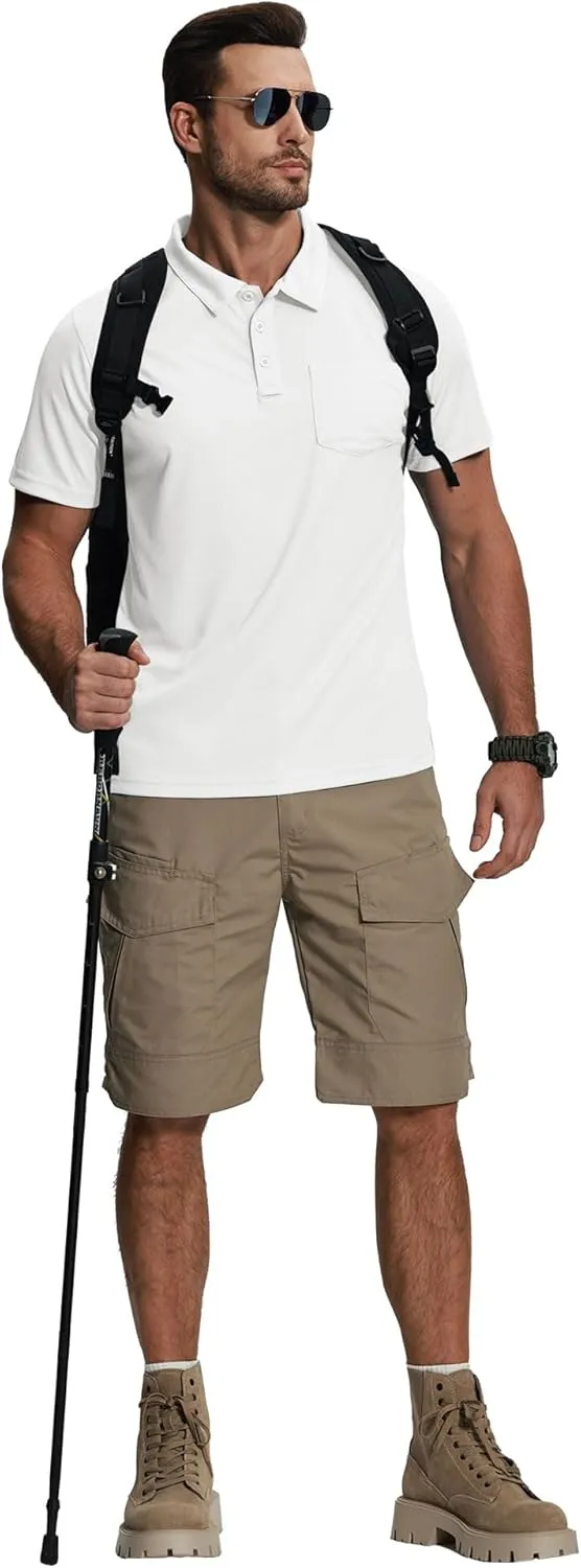 ZITY 5 Pack Polo Shirts for Men with Pocket Dry Quickly Short Sleeve Athletic Outdoor Work Collared Shirts