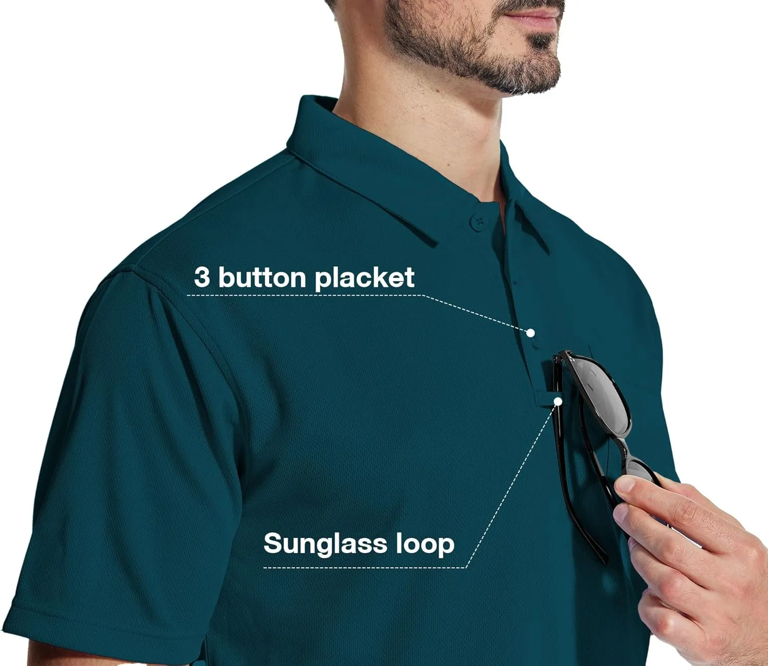 ZITY 5 Pack Polo Shirts for Men with Pocket Dry Quickly Short Sleeve Athletic Outdoor Work Collared Shirts