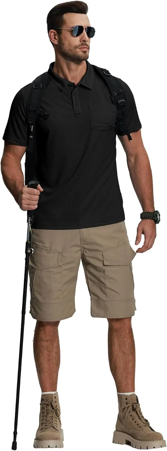 ZITY 5 Pack Polo Shirts for Men with Pocket Dry Quickly Short Sleeve Athletic Outdoor Work Collared Shirts