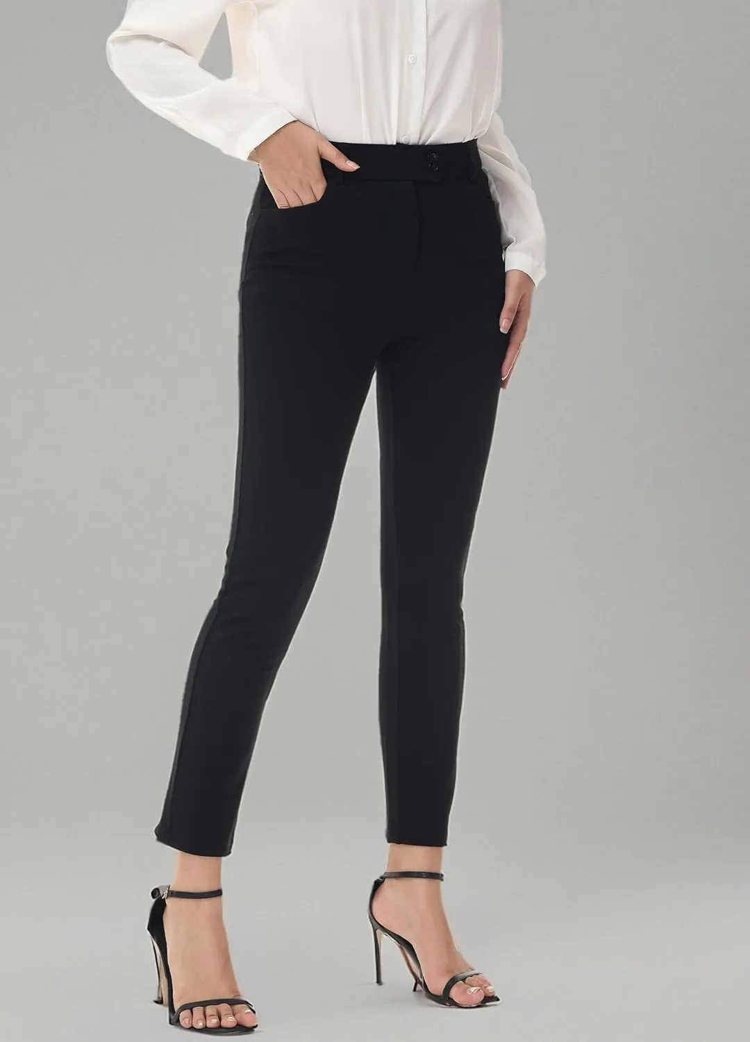 ZTN Women's Stretchy Slim Dress Yoga Pants with 4 Pockets Pull-on Straight Leg Slacks for Work Business Casual Golf