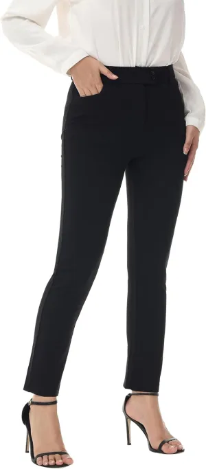 ZTN Women's Stretchy Straight Leg Dress Slacks Yoga Pants with Pockets for Office Work Business