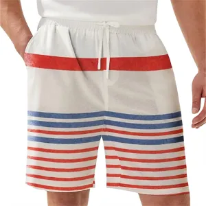 ZYXTIM Mens Linen Shorts 3D Print Holiday Beach Shorts Oversize Loose Fit Lightweight Casual Summer Boardshorts Loungewear