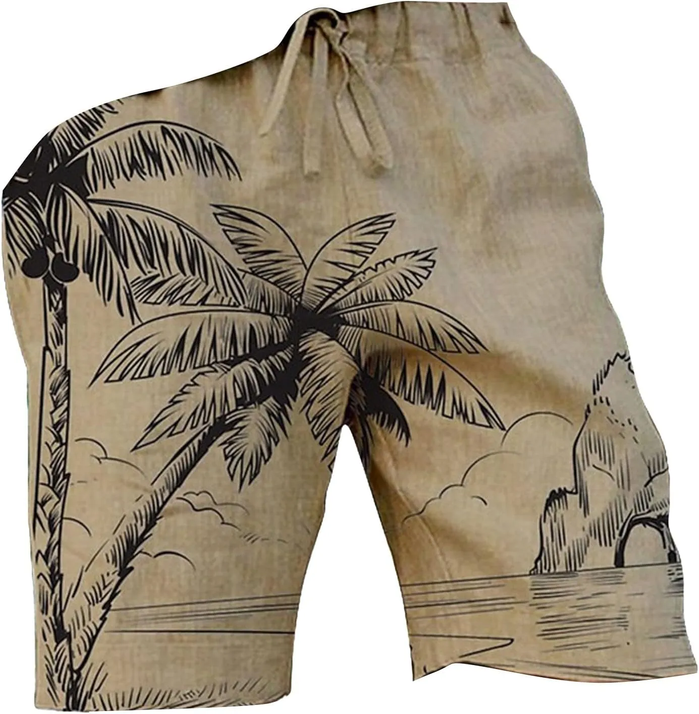 ZYXTIM Mens Linen Shorts 3D Print Holiday Beach Shorts Oversize Loose Fit Lightweight Casual Summer Boardshorts Loungewear