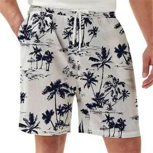 ZYXTIM Mens Linen Shorts 3D Print Holiday Beach Shorts Oversize Loose Fit Lightweight Casual Summer Boardshorts Loungewear