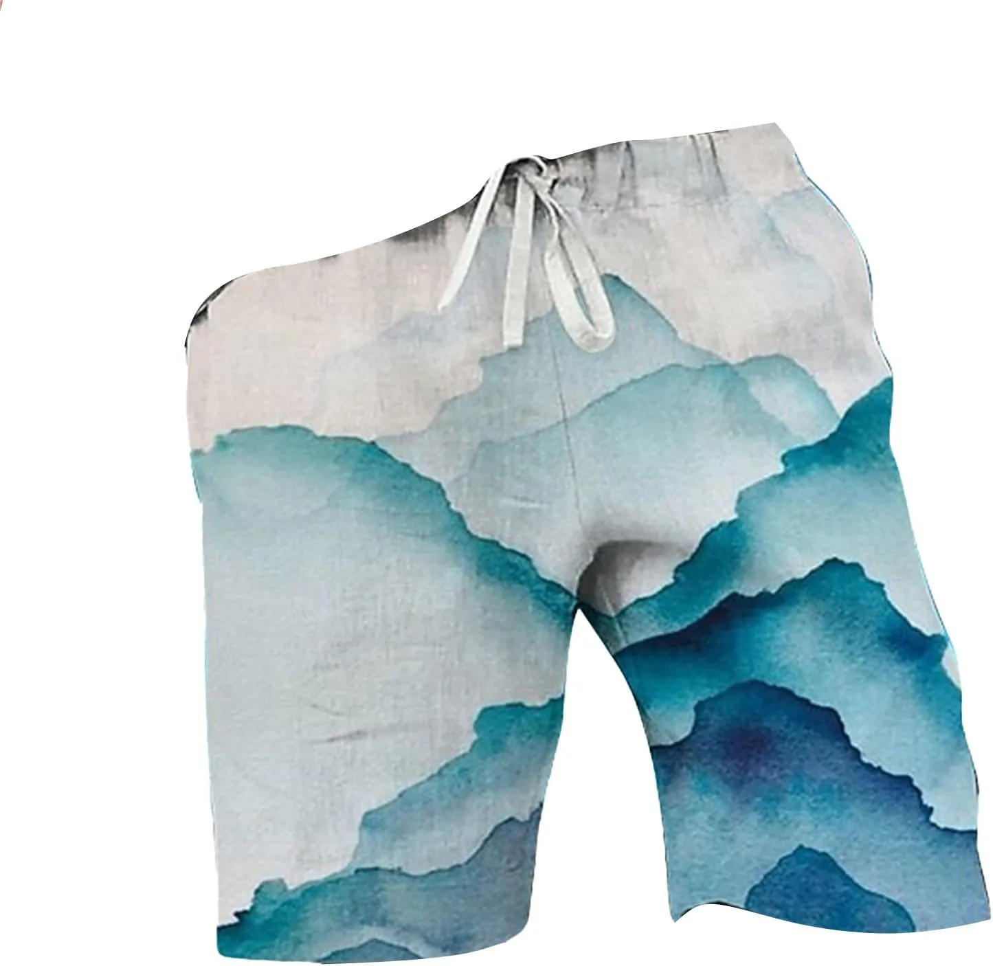 ZYXTIM Mens Linen Shorts 3D Print Holiday Beach Shorts Oversize Loose Fit Lightweight Casual Summer Boardshorts Loungewear