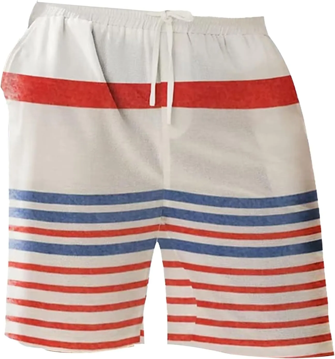 ZYXTIM Mens Linen Shorts 3D Print Holiday Beach Shorts Oversize Loose Fit Lightweight Casual Summer Boardshorts Loungewear
