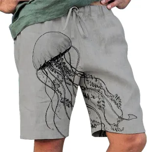 ZYXTIM Mens Linen Shorts 3D Print Holiday Beach Shorts Oversize Loose Fit Lightweight Casual Summer Boardshorts Loungewear