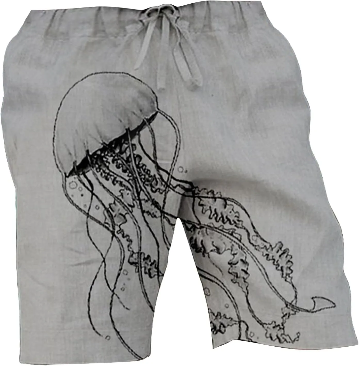 ZYXTIM Mens Linen Shorts 3D Print Holiday Beach Shorts Oversize Loose Fit Lightweight Casual Summer Boardshorts Loungewear