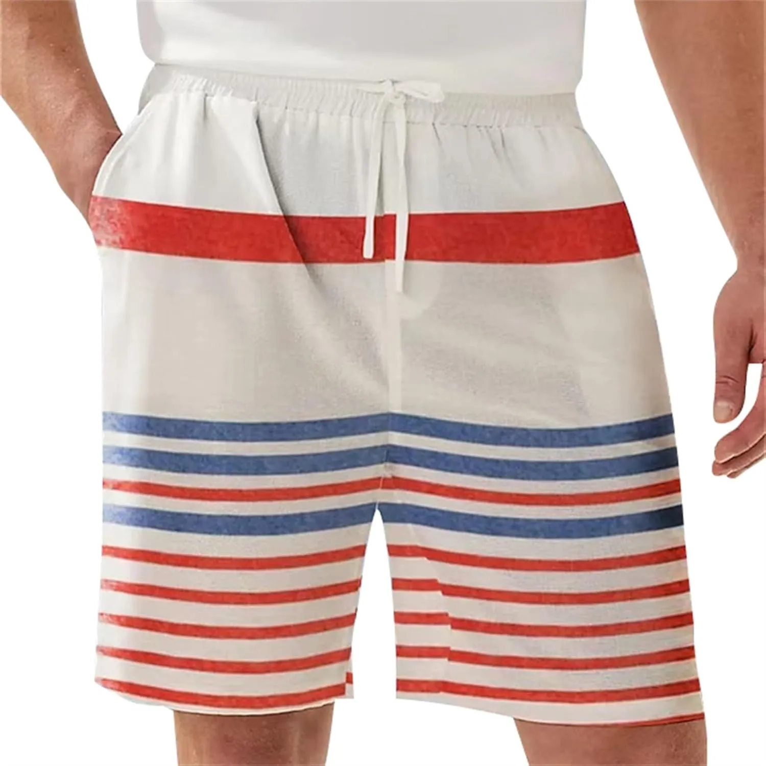 ZYXTIM Mens Linen Shorts 3D Print Holiday Beach Shorts Oversize Loose Fit Lightweight Casual Summer Boardshorts Loungewear